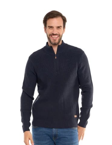 Sweter męski klasyczny zapinany ze stójką