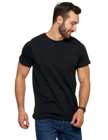 Koszulki i Tank Topy - Koszulka męska T-shirt bawełniana Premium okrągły dekolt CZARNY - produkt 1