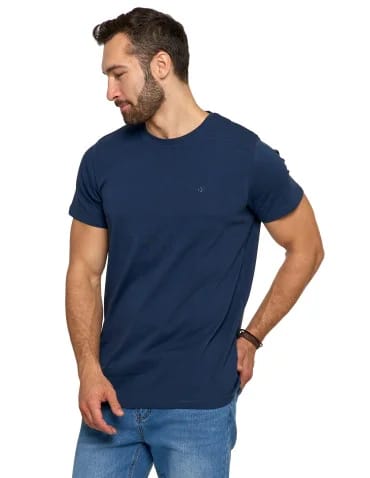Koszulki i Tank Topy - Koszulka męska T-shirt bawełniana Premium okrągły dekolt GRANATOWY - produkt 1
