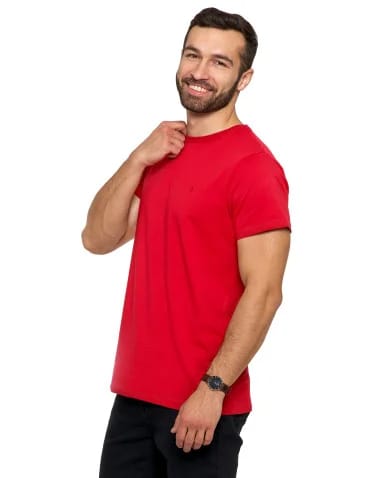 Koszulki i Tank Topy - Koszulka męska T-shirt bawełniana Premium okrągły dekolt CZERWONY - produkt 1