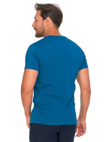 Koszulki i Tank Topy - Koszulka męska T-shirt bawełniana Premium okrągły dekolt CIEMNY NIEBIESKI - produkt 4