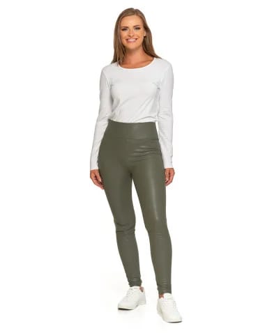 Damskie legginsy z eko skóry z wysokim stanem