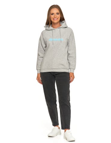 Bluzy damskie - Ocieplana bluza dresowa damska z napisem SZARY - produkt 11