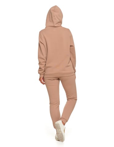 Bluzy damskie - Bluza damska dresowa ocieplana z kapturem BEŻOWY - produkt 7