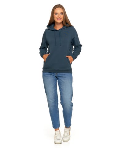 Bluzy damskie - Bluza damska dresowa ocieplana z kapturem GRANATOWY - produkt 7