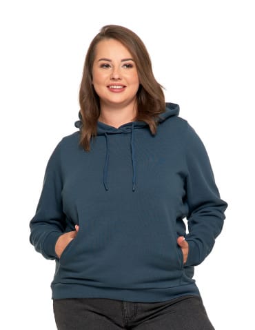 Bluzy damskie - Bluza damska dresowa ocieplana z kapturem GRANATOWY - produkt 10