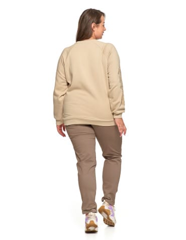 Bluzy damskie - Bluza damska ocpielana ze złotym kwiatowym nadrukiem BEŻOWY - produkt 14