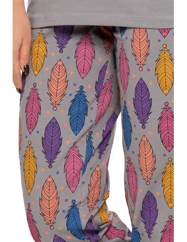 Długi rękaw - Piżama damska dwuczęściowa Plus Size w motyw łapacza snów SZARY - produkt 4