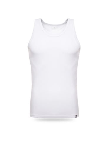 Podkoszulki - Podkoszulka męska bawełniana typu tank top na ramiączkach BIAŁY - produkt 2