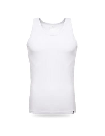 Podkoszulka męska bawełniana typu tank top na ramiączkach - BIAŁY - produkt 2