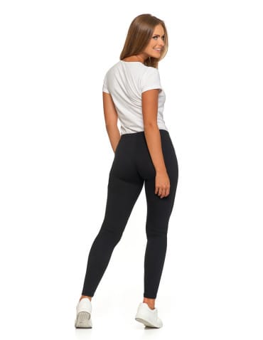 Legginsy damskie - Klasyczne czarne legginsy damskie peach touch CZARNY - produkt 5