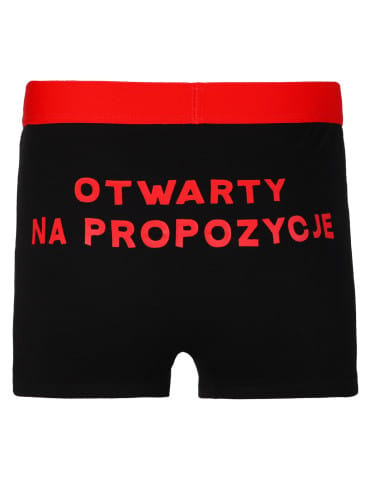 Bokserki dopasowane - Bokserki męskie walentynkowe zabawne z kł&oacute;dką i napisem CZARNY - produkt 3