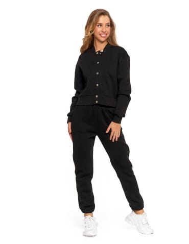 Bluzy damskie - Damska bluza bomberka ocieplana z napami CZARNY - produkt 3