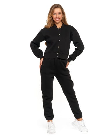 Bluzy damskie - Damska bluza bomberka ocieplana z napami CZARNY - produkt 4