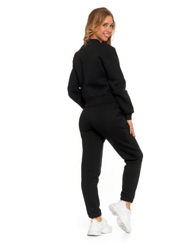 Bluzy damskie - Damska bluza bomberka ocieplana z napami CZARNY - produkt 7