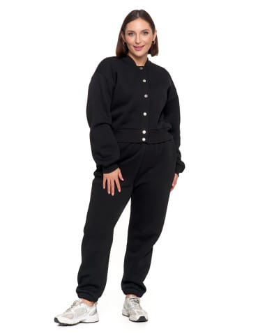 Bluzy damskie - Damska bluza bomberka ocieplana z napami CZARNY - produkt 9