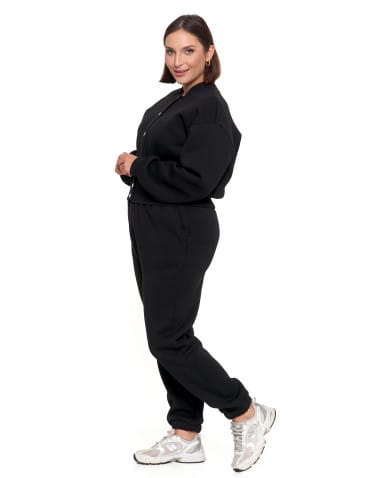 Bluzy damskie - Damska bluza bomberka ocieplana z napami CZARNY - produkt 11