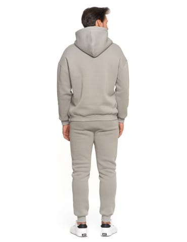Bluzy męskie - Męska bluza dresowa oversize z kapturem ocieplana SZARY - produkt 3