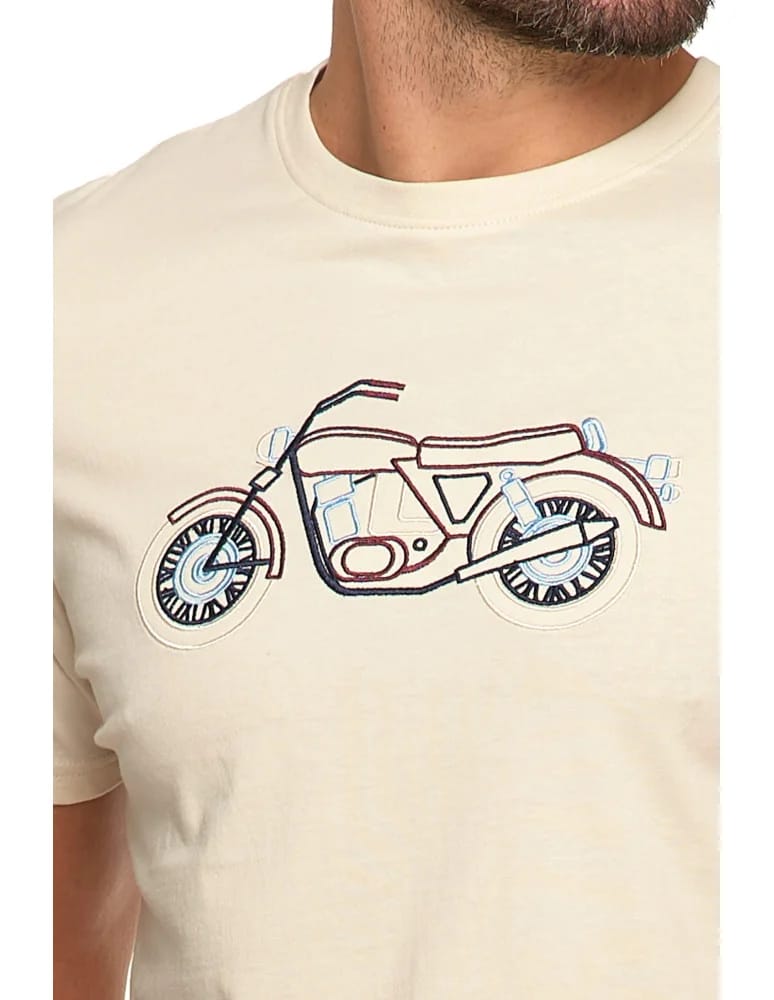 Koszulki i Tank Topy - Męska koszulka z motorem BEŻOWY - produkt moraj.pl 2