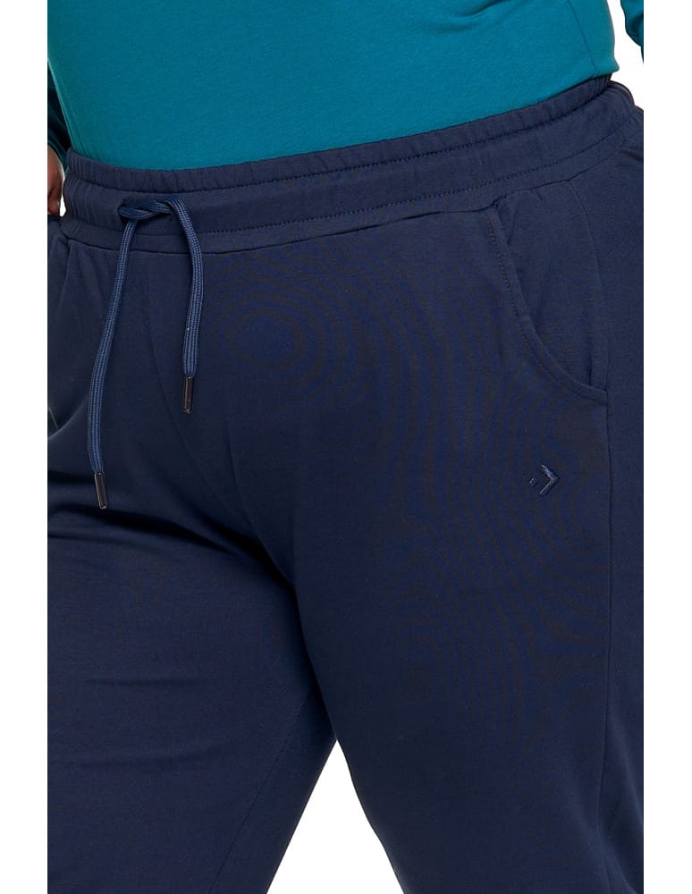 Spodnie damskie - Spodnie damskie dresowe z haftem Plus Size GRANATOWY - produkt moraj.pl 5