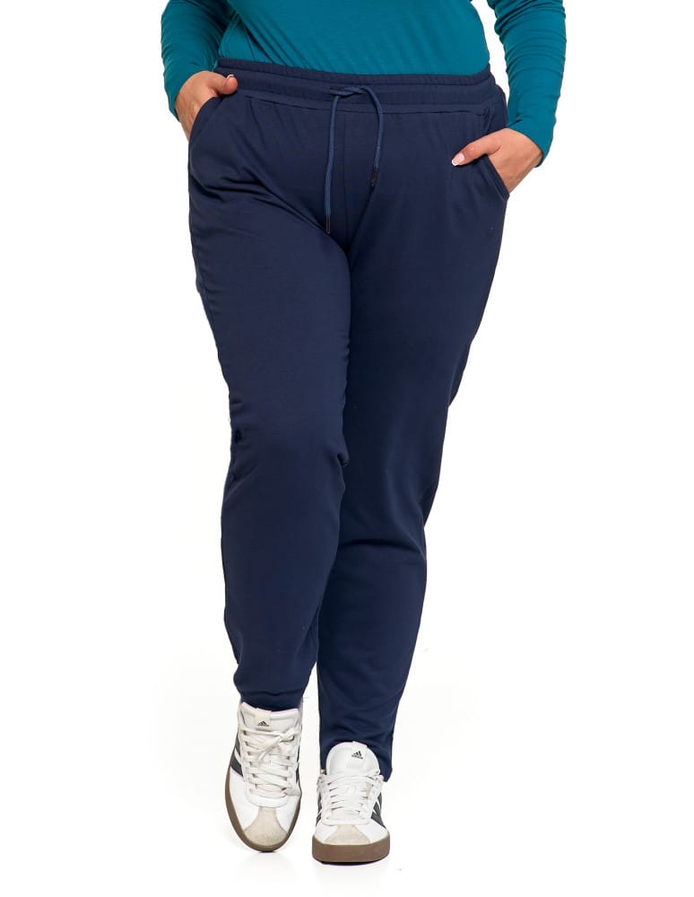 Spodnie damskie - Spodnie damskie dresowe z haftem Plus Size GRANATOWY - produkt moraj.pl 7