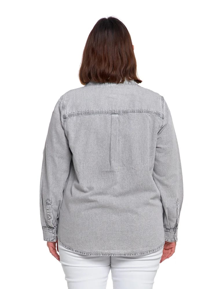 Bluzki i koszule - Koszula jeansowa damska w stylu denim SZARY  - produkt moraj.pl 19