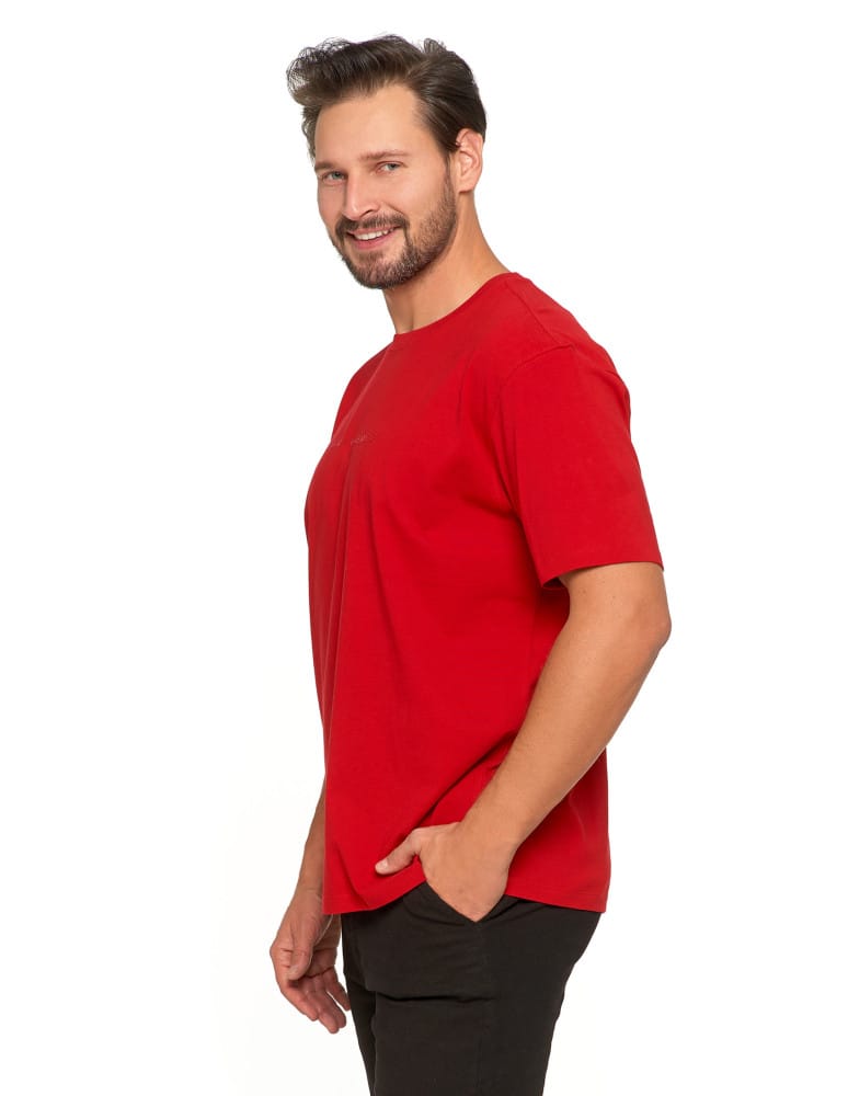 Koszulki i Tank Topy - Bawełniany T-shirt męski oversize BORDOWY  - produkt moraj.pl 3