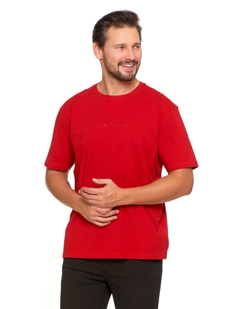 Koszulki i Tank Topy - Bawełniany T-shirt męski oversize BORDOWY  - produkt moraj.pl 5