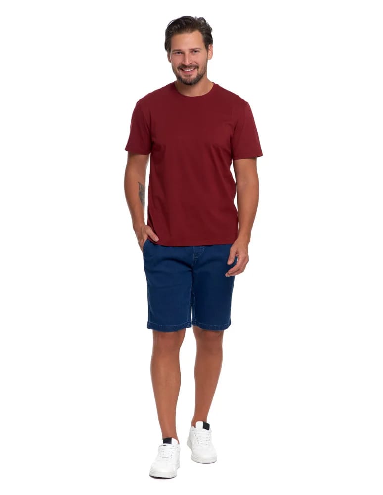 Koszulki i Tank Topy - T-shirt męski bawełniany bez bocznych szwów BORDOWY - produkt moraj.pl 2