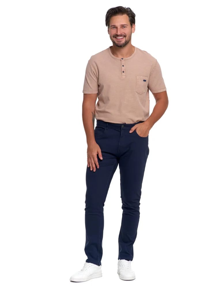Spodnie męskie - Męskie spodnie chino GRANATOWY - produkt moraj.pl 5