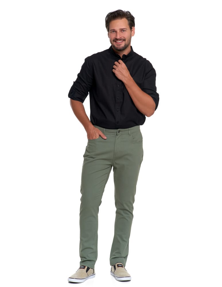 Spodnie męskie - Męskie spodnie chino ZIELONY  - produkt moraj.pl 2