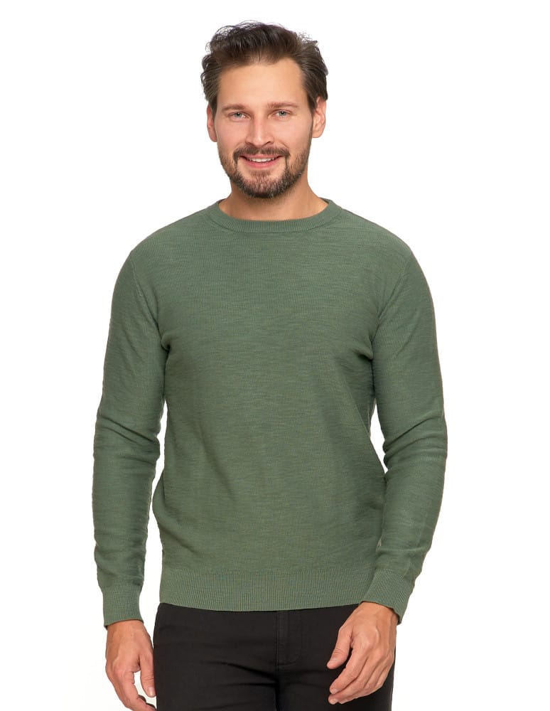 Swetry męskie - Sweter męski bawełniany klasyczny KHAKI - produkt moraj.pl 1