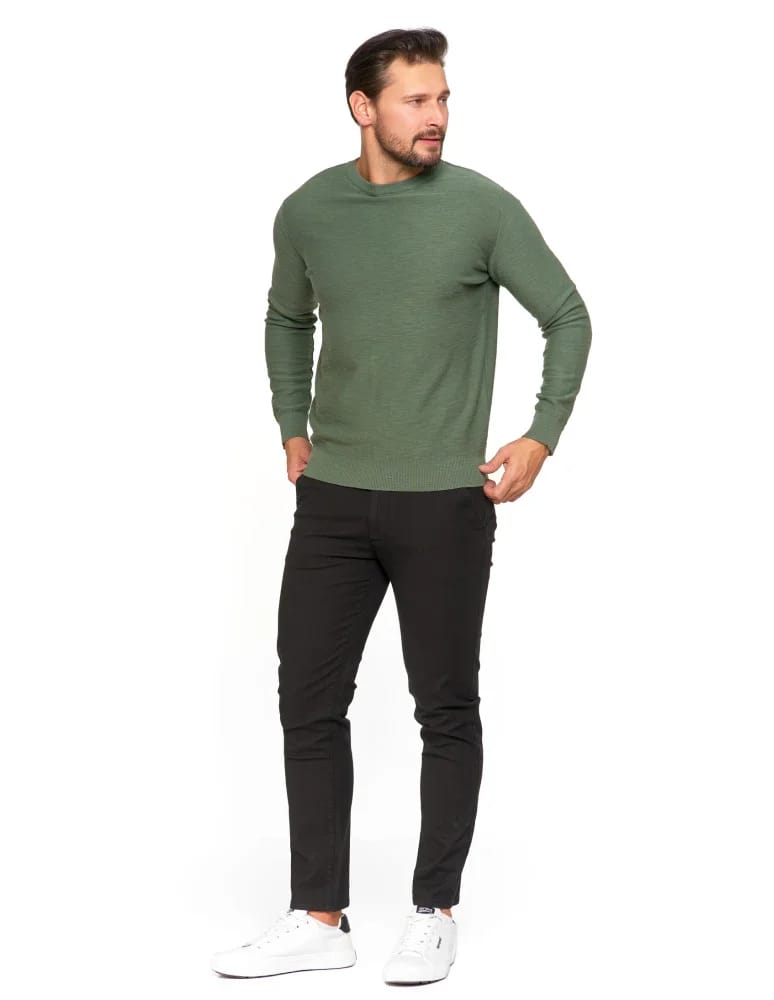 Swetry męskie - Sweter męski bawełniany klasyczny KHAKI  - produkt moraj.pl 3