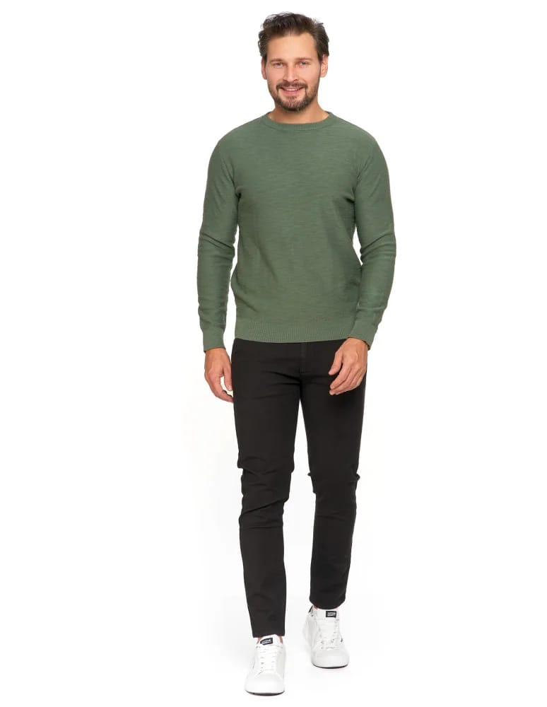 Swetry męskie - Sweter męski bawełniany klasyczny KHAKI  - produkt moraj.pl 5