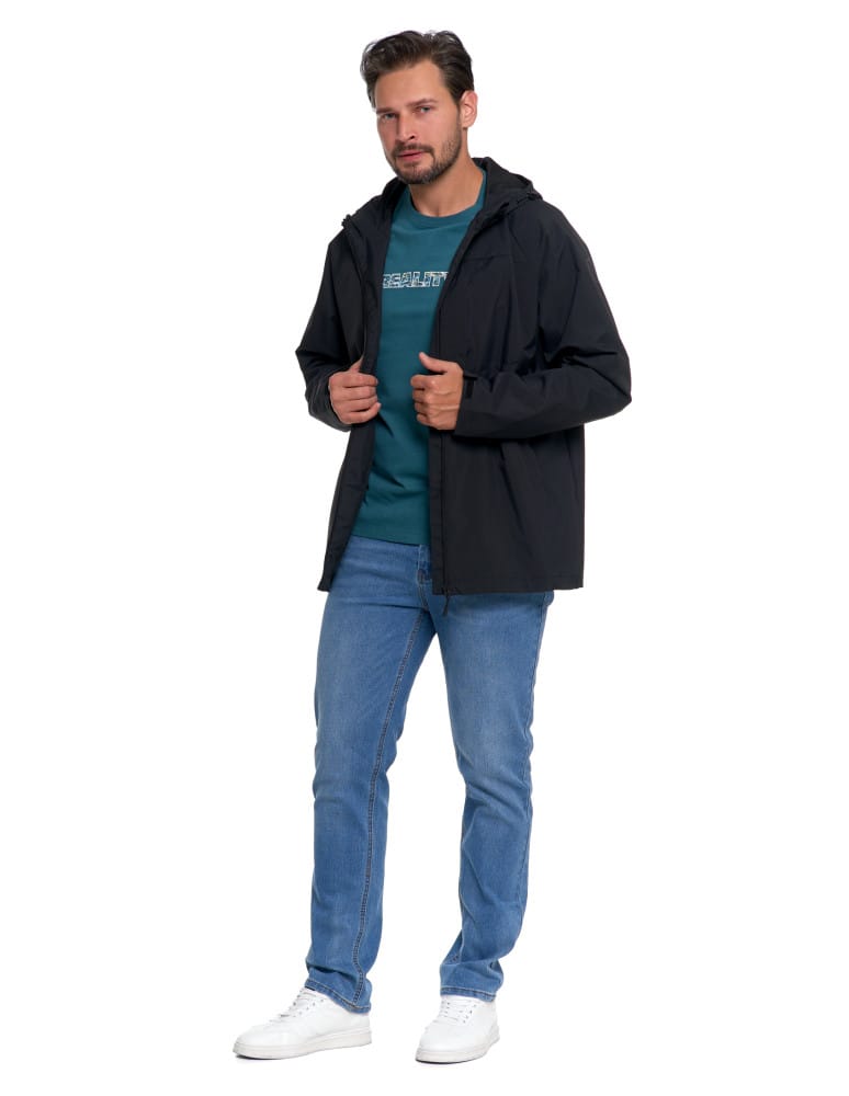 Kurtki i kamizelki - Wiatr&oacute;wka z kapturem wodoodporna unisex CZARNY  - produkt moraj.pl 5