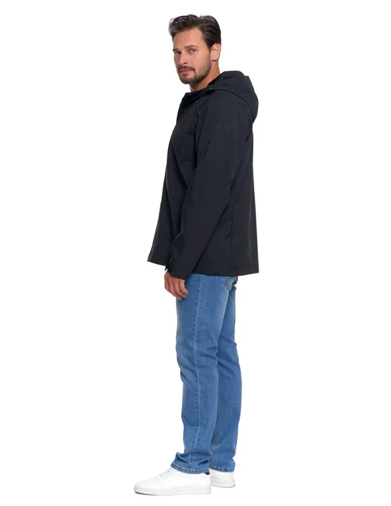 Kurtki i kamizelki - Wiatrówka z kapturem wodoodporna unisex CZARNY  - produkt moraj.pl 10
