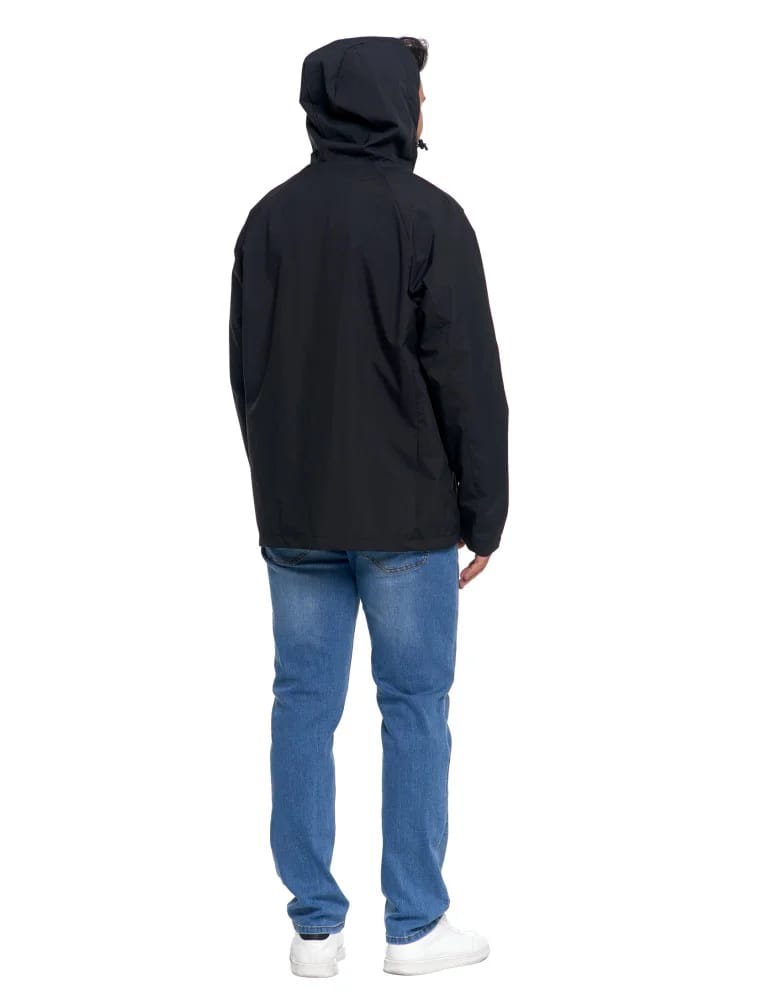 Kurtki i kamizelki - Wiatrówka z kapturem wodoodporna unisex CZARNY  - produkt moraj.pl 12