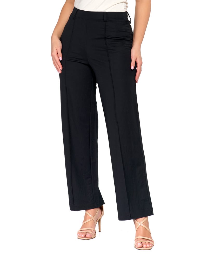 Spodnie damskie - Eleganckie spodnie damskie z prostą nogawką CZARNY  - produkt moraj.pl 4