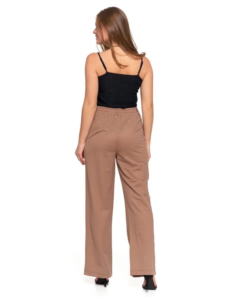 Spodnie damskie - Eleganckie spodnie damskie z prostą nogawką BEŻOWY - produkt moraj.pl 3