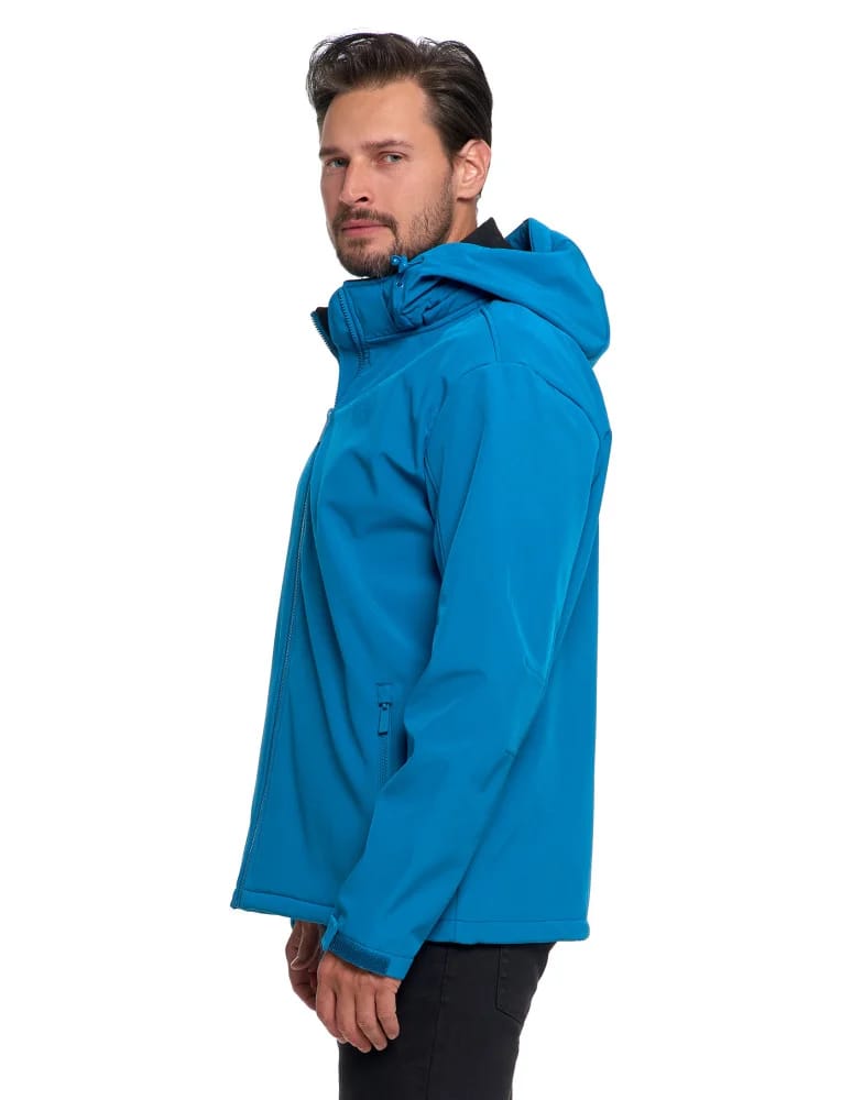 Kurtki i kamizelki - Kurtka męska softshell wodoodporna z odpinanym kapturem NIEBIESKI  - produkt moraj.pl 2