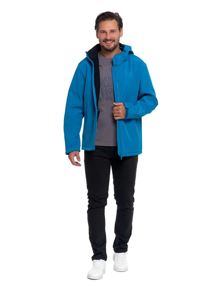 Kurtki i kamizelki - Kurtka męska softshell wodoodporna z odpinanym kapturem NIEBIESKI  - produkt moraj.pl 3