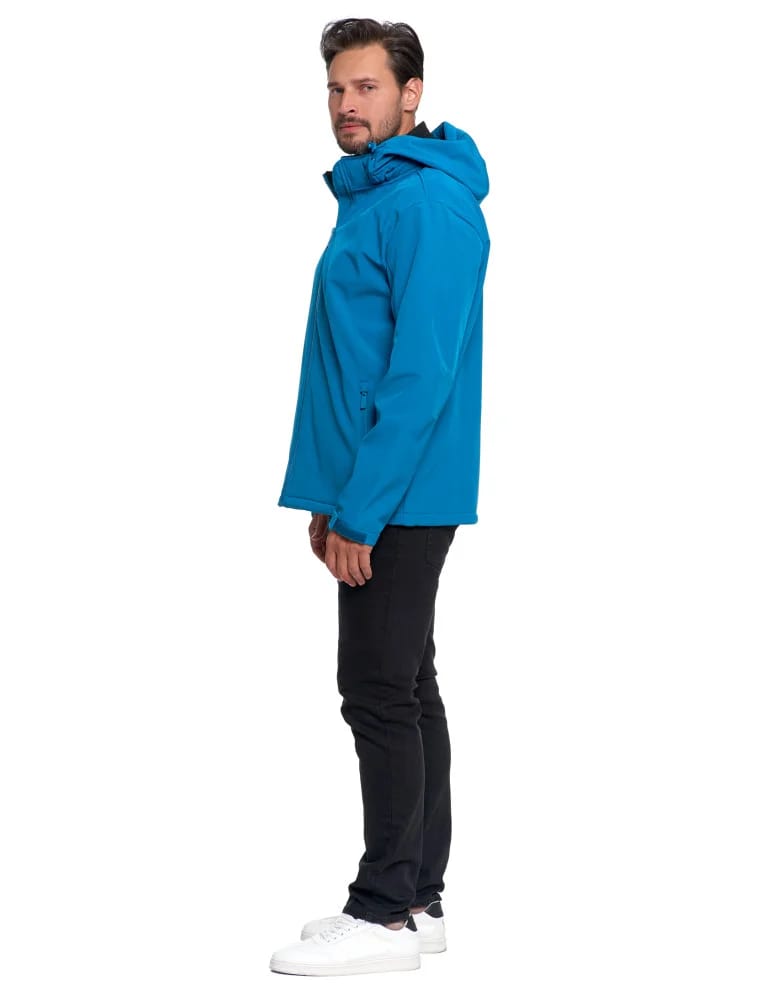 Kurtki i kamizelki - Kurtka męska softshell wodoodporna z odpinanym kapturem NIEBIESKI  - produkt moraj.pl 5