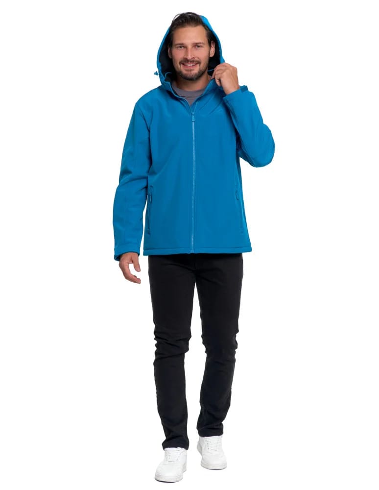 Kurtki i kamizelki - Kurtka męska softshell wodoodporna z odpinanym kapturem NIEBIESKI  - produkt moraj.pl 6