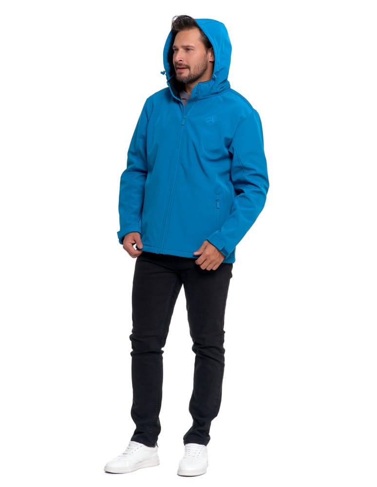 Kurtki i kamizelki - Kurtka męska softshell wodoodporna z odpinanym kapturem NIEBIESKI - produkt moraj.pl 7