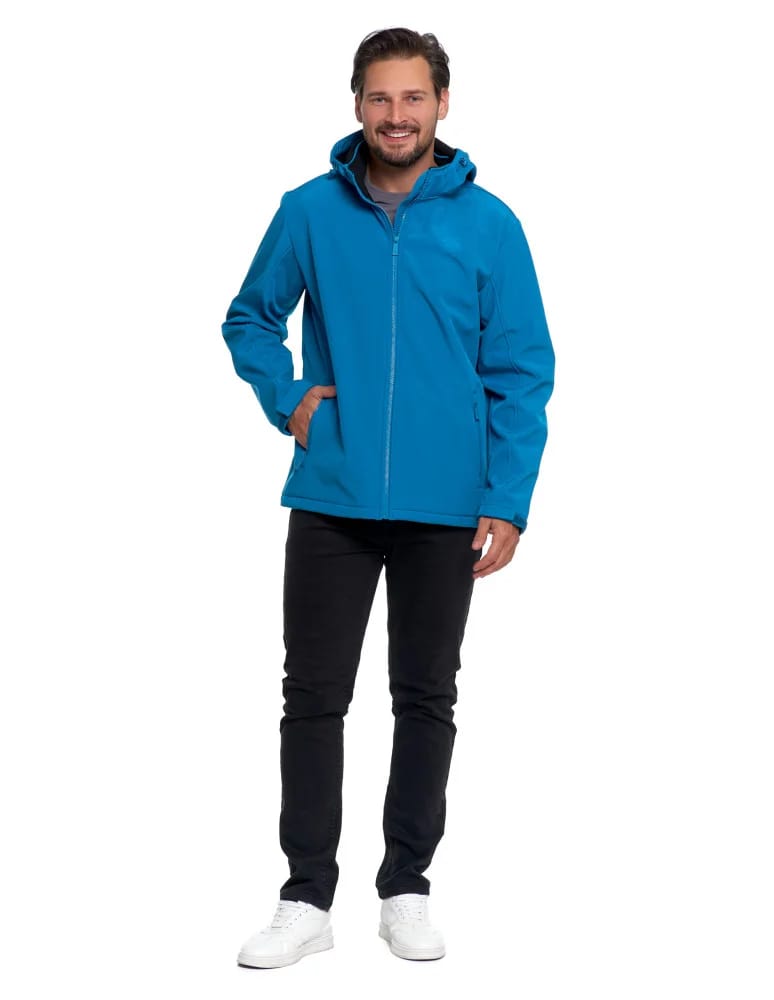 Kurtki i kamizelki - Kurtka męska softshell wodoodporna z odpinanym kapturem NIEBIESKI  - produkt moraj.pl 8