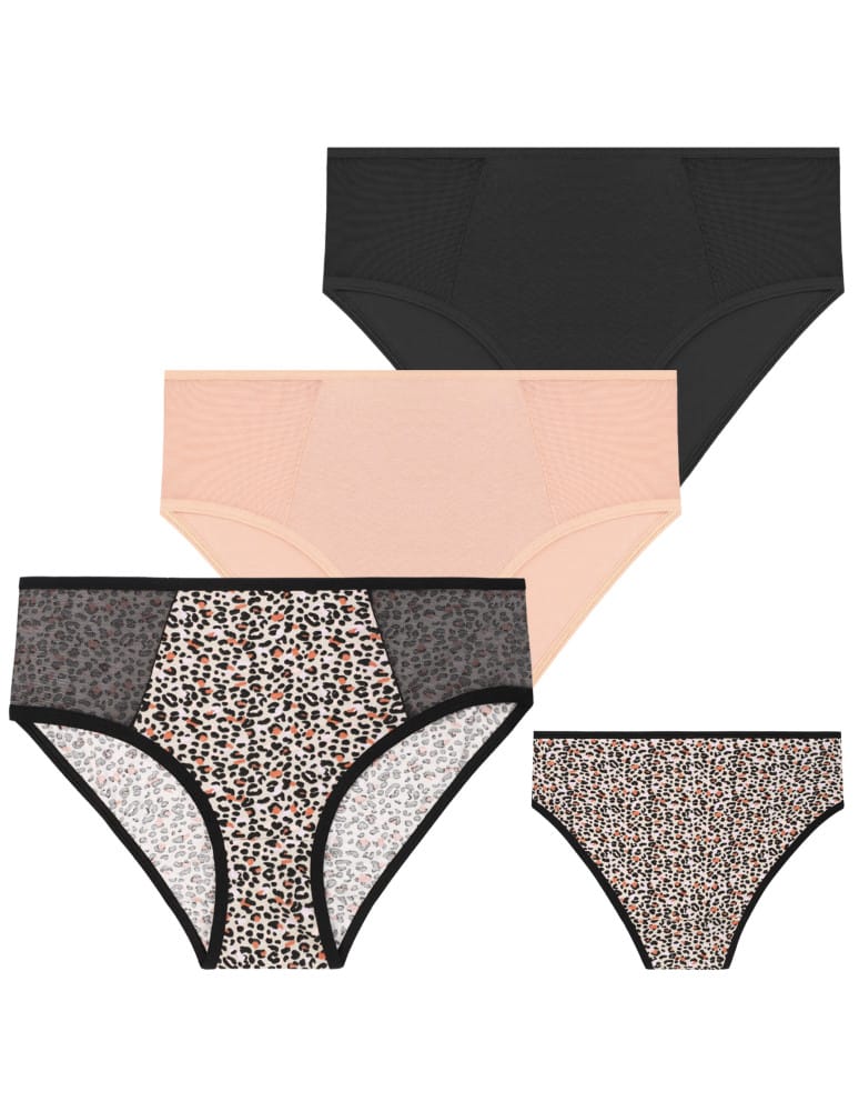 Majtki damskie figi bikini z siateczką 3-pak WIELOKOLOROWY