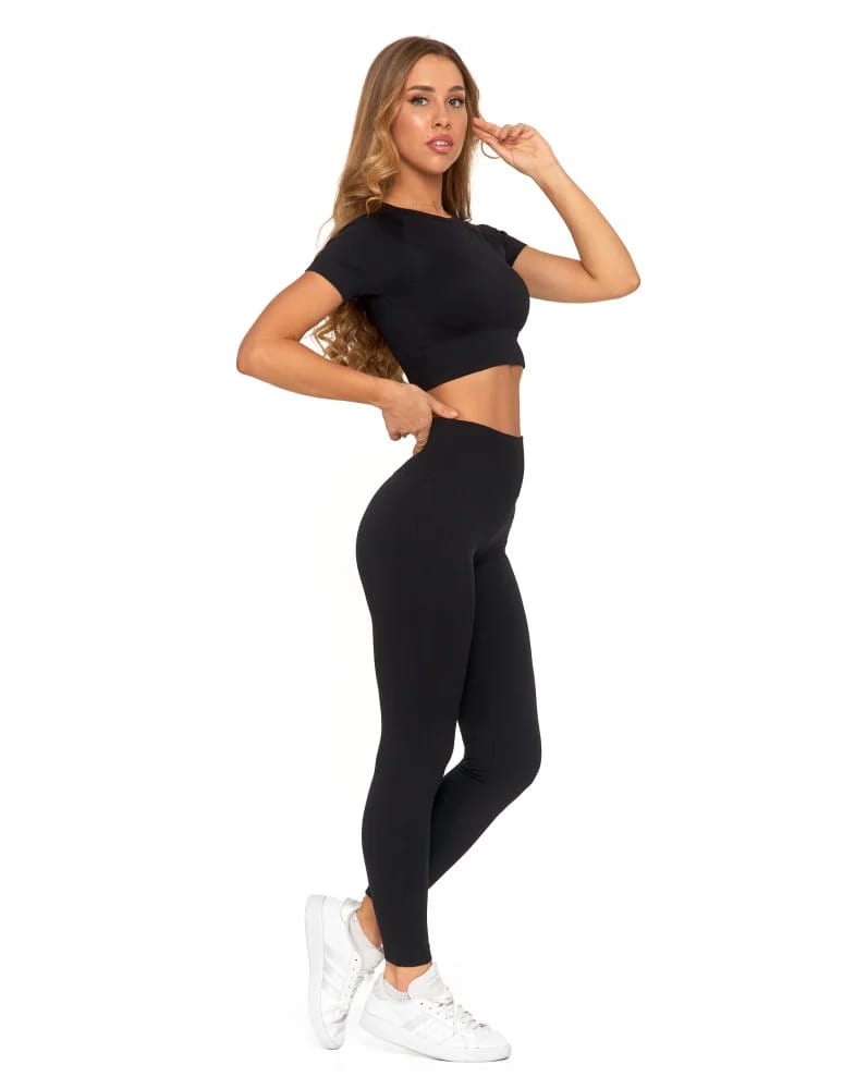 Koszulki i T-shirty - Sportowy top damski z krótkim rękawem CZARNY  - produkt moraj.pl 6