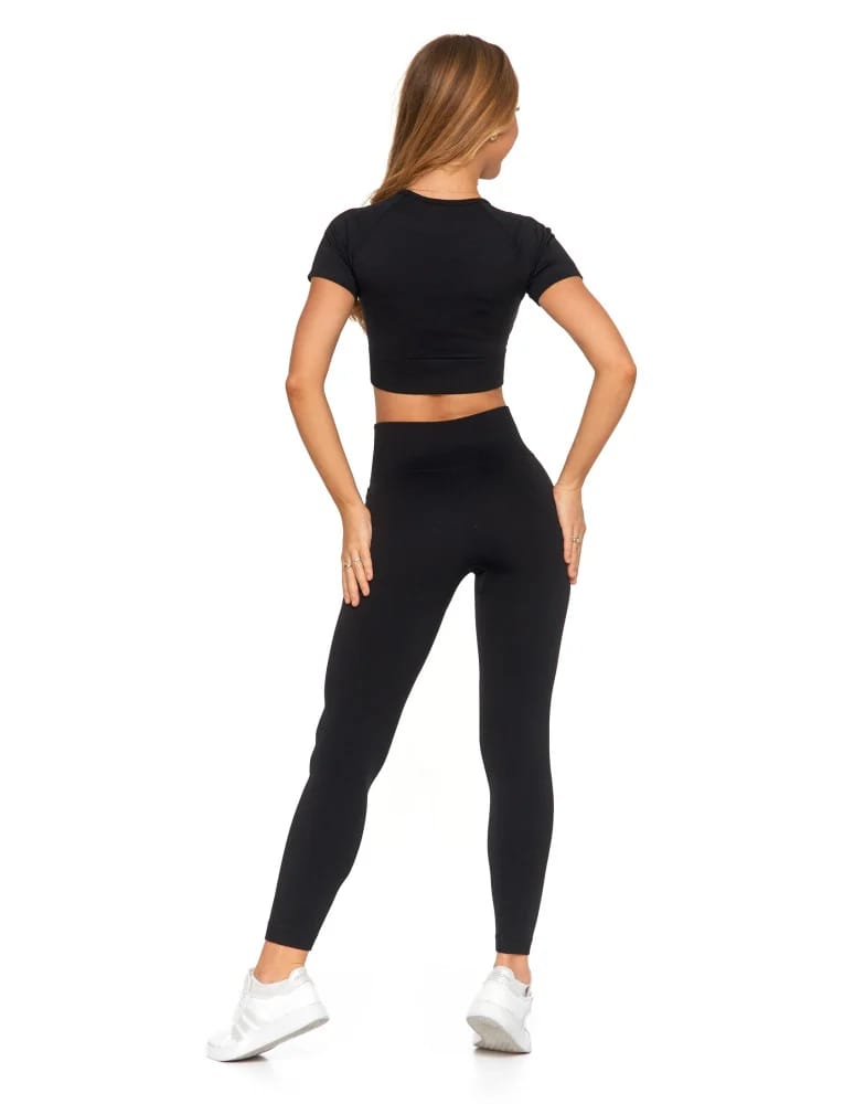 Koszulki i T-shirty - Sportowy top damski z krótkim rękawem CZARNY  - produkt moraj.pl 7