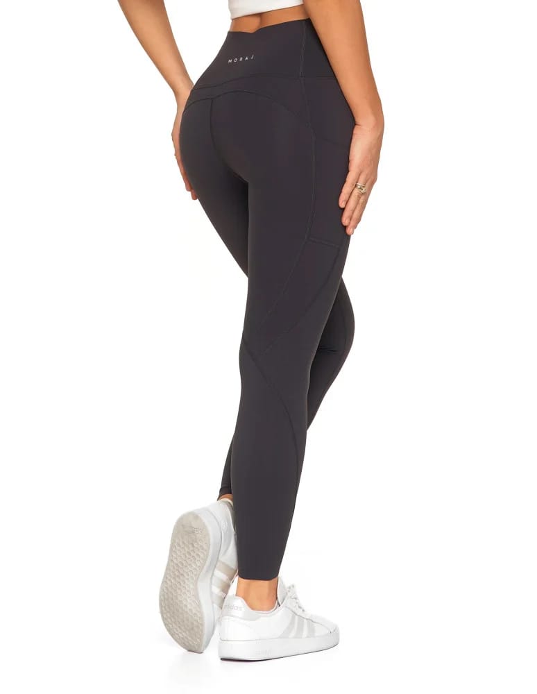Legginsy damskie - Legginsy damskie z wysokim stanem funkcyjne GRAFIT  - produkt moraj.pl 7