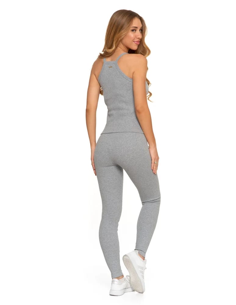 Legginsy damskie - Legginsy damskie bawełniane z szeroką gumą w pasie SZARY - produkt moraj.pl 7